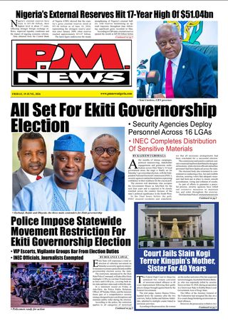 PMNEWS Friday 19, June, 2026 — front page