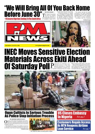 PMNEWS Thursday, 18 June,  2026 — front page
